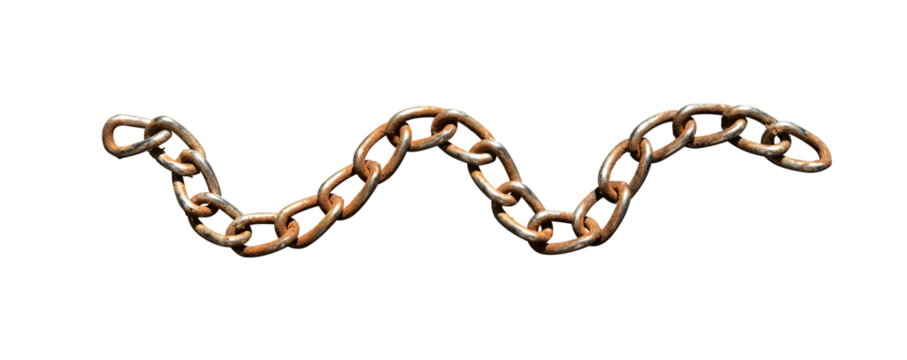 old rusty chain wave isolated
