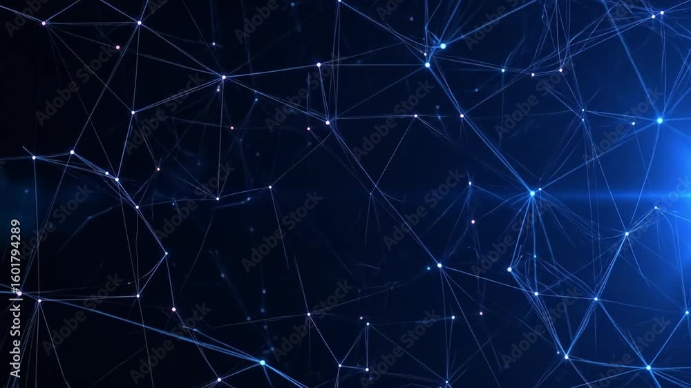 Poster abstract digital network design with glowing blue lines and points