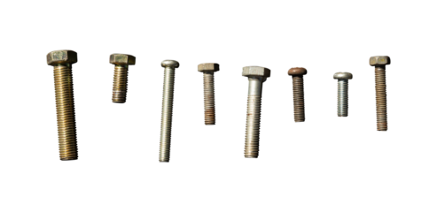 rusty bolts in various sizes isolated