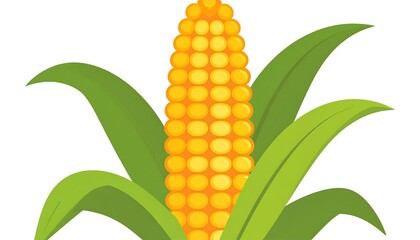 Obraz premium Illustration of a corn cob with leaves