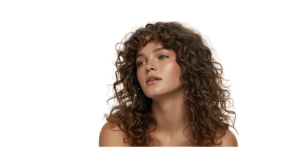 Portrait of a Young Woman with Long Curly Brown Hair