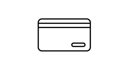 Simple line art icon of a bank card, symbolizing financial transactions, digital currency, and modern business payment methods.