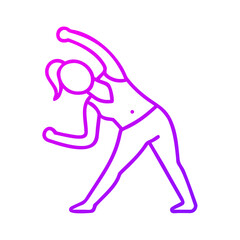 Obraz premium Woman stretching in fitness outfit with vibrant pink outline design 