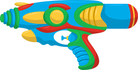 Vibrant Plastic Water Pistol: Blue, Yellow, Red, Green Summer Toy Fun