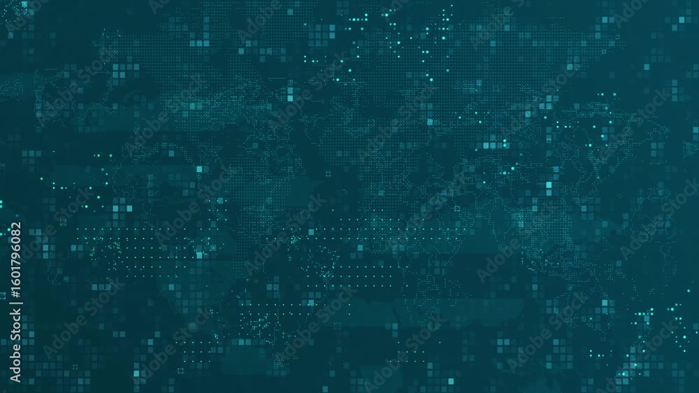 Fototapete a static shot of an abstract digital pattern in a teal color scheme. the pattern consists of small w