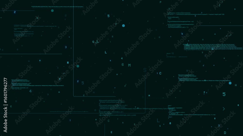 Poster a digital glitch effect with green text on a black background. the text is moving and flickering