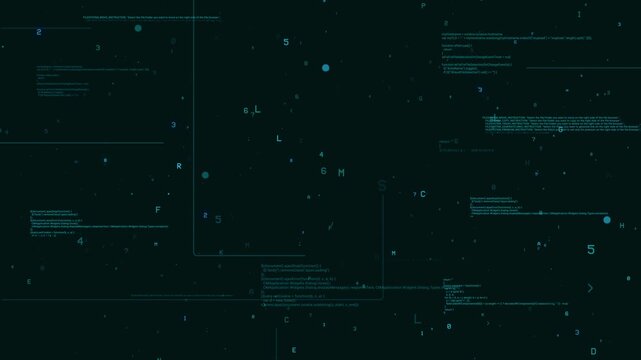 A digital glitch effect with green text on a black background. The text is moving and flickering