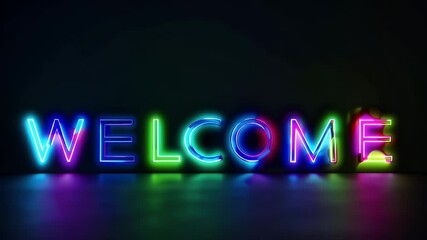 animated 4K welcome text glowing neon effects futuristic typography ideal intros brand greetings presentations dynamic modern flair digital visual - Powered by Adobe