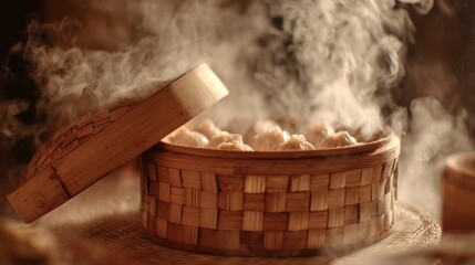 Steaming dumplings in a bamboo steamer (4)