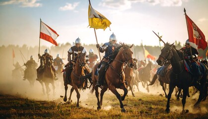 Medieval cavalry charge