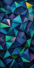 Fototapeta premium Textured 3D geometric pattern with vibrant blue green and purple triangles