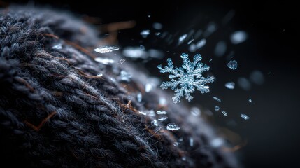 Snowflake on dark fabric