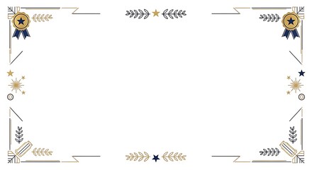 Corporate certificate frame with laurel branches and ribbons – white background