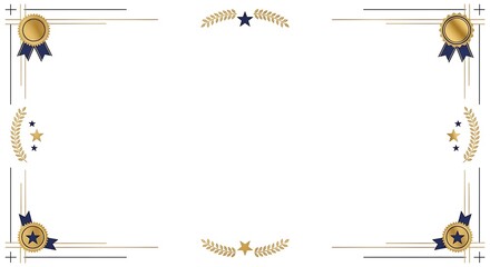 Corporate certificate frame with laurel branches and ribbons – white background