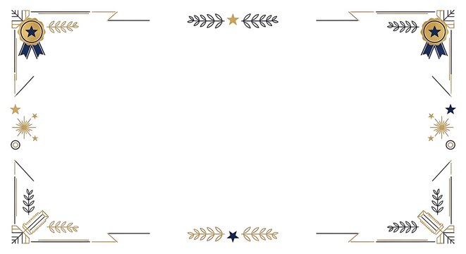 Corporate certificate frame with laurel branches and ribbons – white background