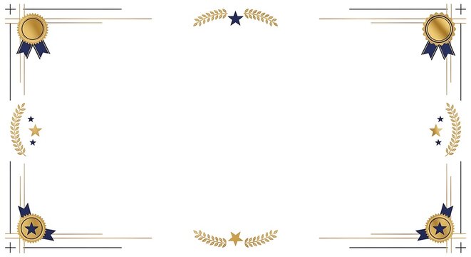 Corporate certificate frame with laurel branches and ribbons – white background