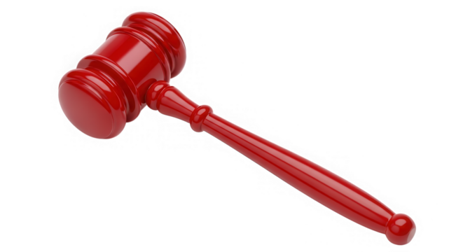 Red gavel law justice auction isolated on transparent background