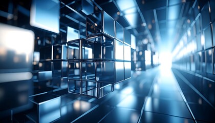 Modern, metallic cube tunnel