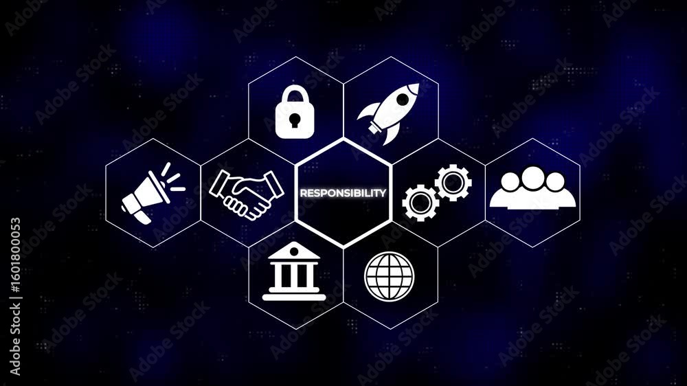 Aufkleber selecting a responsibility concept of a futuristic. hi tech motion graphic background, white flicker