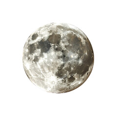 Dramatic moon surface with visible craters and highlights on transparent background