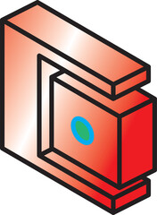 Isometric Wallet Icon with Account Balance Symbol – Vector Illustration