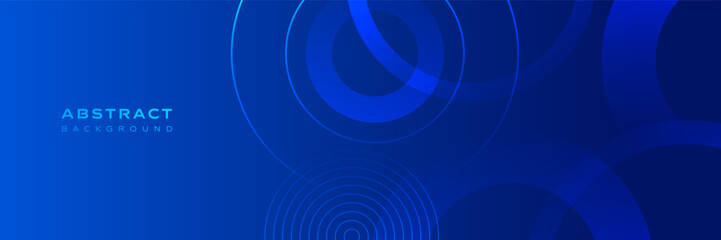 Abstract background with blue gradient circles and modern geometric shapes. Vector design for banner, website, presentation, and digital technology