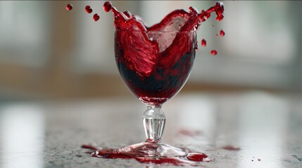 Wine splash in glass