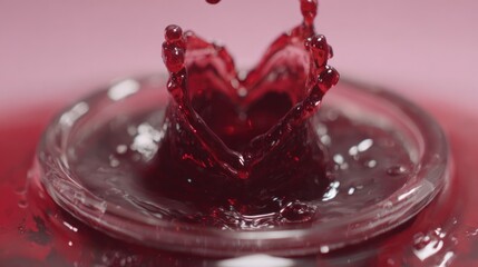 Heart-shaped splash of red liquid
