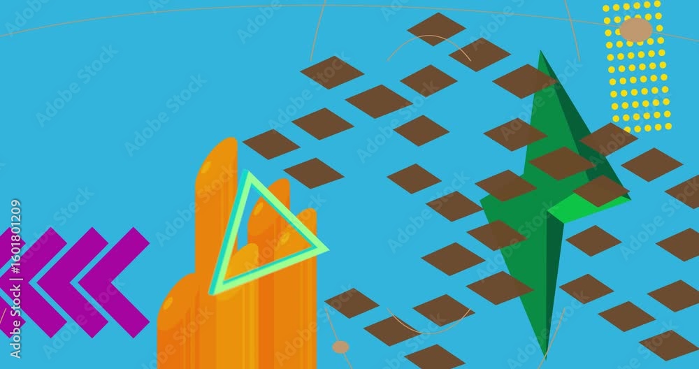 Poster geometrical graphic retro theme background animation with place for text. minimal geometric elements
