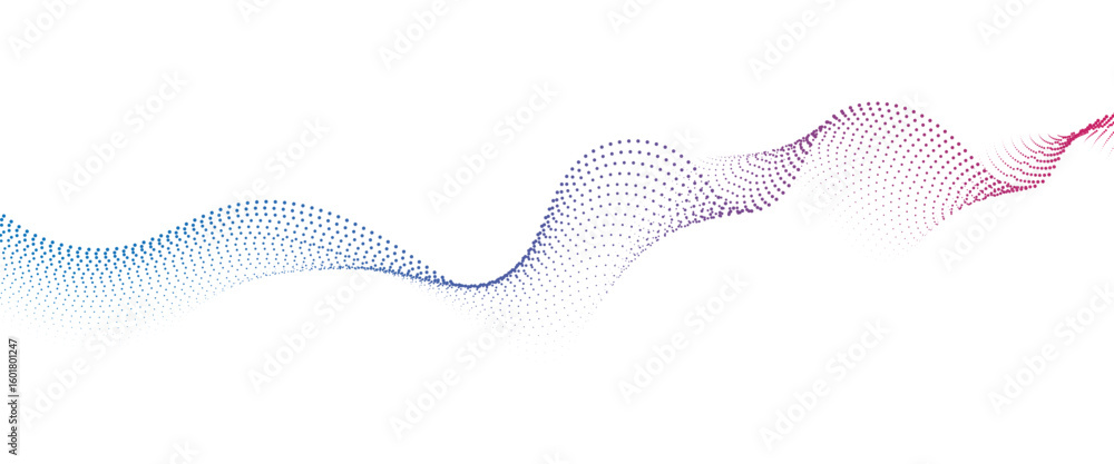 Poster flowing dot wave halftone gradient pattern on transparent background
