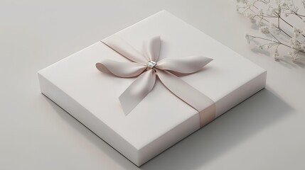 Elegant Gift: A beautifully wrapped present, adorned with a delicate ribbon, evokes anticipation and the joy of giving, perfect for conveying sentiments of appreciation.