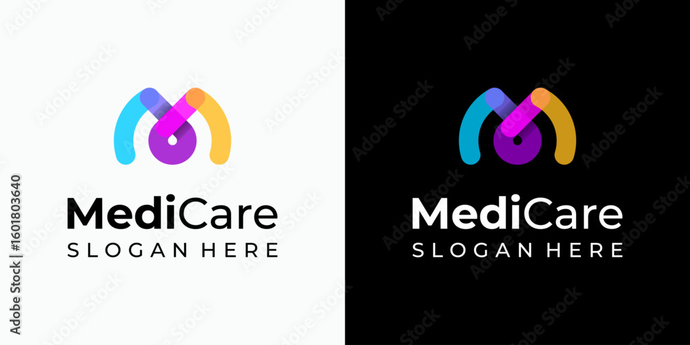 Poster vector logo design of the initial m in an infinite shape with a modern, simple, clean and abstract s