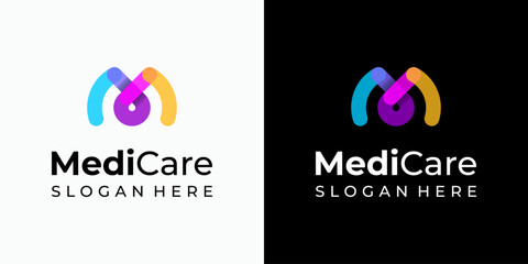 Vector logo design of the initial M in an infinite shape with a modern, simple, clean and abstract style. Icons for business, medical, coaching and personal branding.