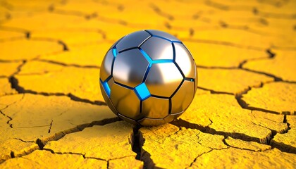 Metallic sphere on cracked earth