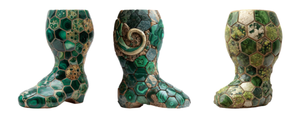 Unique Isolated Boots Art Decorative Sculpture on Transparent Background