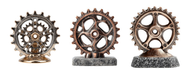 Vintage Gear Awards on Transparent Background for Creative Use