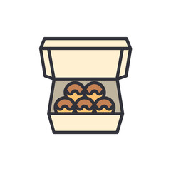 Delicious Takoyaki Balls In A Cardboard Box Ready To Eat