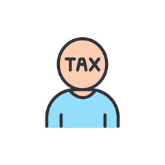 Conceptual Illustration Of Taxpayer With Face Shaped As Text Tax