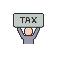 Person Holding Tax Sign Icon On Transparent Layer Illustration