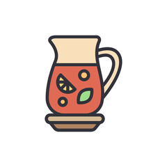 Pitcher Of Refreshing Beverage With Citrus And Mint Illustrations