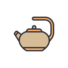 Obraz premium Minimalist Illustration Of A Beige Teapot With Orange Accents Isolated