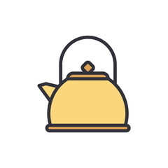 Minimalist Golden Kettle Icon Vector Illustration On Transparent