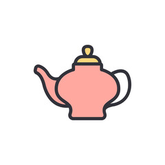 Elegant Peach Teapot Illustration For Tea Time And Beverage Service