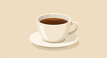 Obraz premium Illustration of a White Coffee Cup on a Saucer Perfect for Breakfast and Morning Rituals
