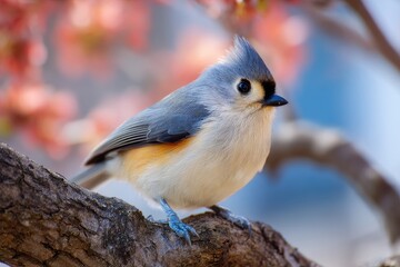 Detail shot of a tufted titmouse