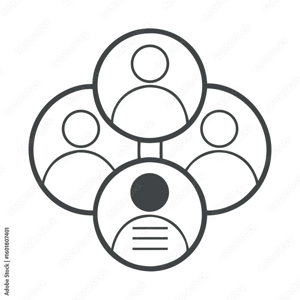 Poster minimalist icon of a venn diagram illustrating overlapping concepts and relationships