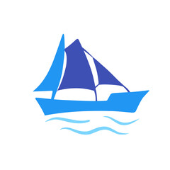 blue ship logo vector