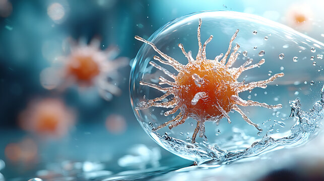 Vibrant microbial action underwater world scientific visualization aquatic environment close-up view biological concept