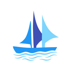 blue ship logo vector