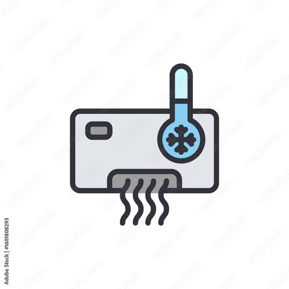 Poster air conditioner unit with thermometer for temperature control system